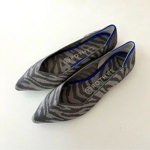 Rothy's the Point Gray Zebra Rare Discontinued Print Size 6.5